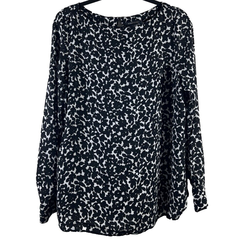 BCBGMAXAZRIA Women's Floral Printed Crewneck Pullover Top Shirt Size XL